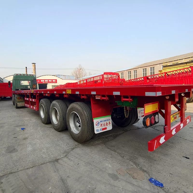 Semi-Trailer Transport Flatbed Tiga-poros